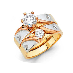 14K Tri Color 5mm CZ Wedding Trio Ladies Wedding Ring--Wedding Band and Engagement Rings are sold Separately