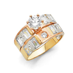 14K Tri Color Gold 4mm CZ Ladies Wedding Ring--Wedding Band and Engagement Rings are sold Separately