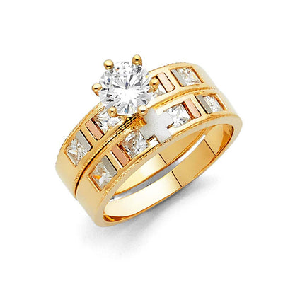 14K Tri Color Gold 4mm CZ Ladies Wedding Ring--Wedding Band and Engagement Rings are sold Separately