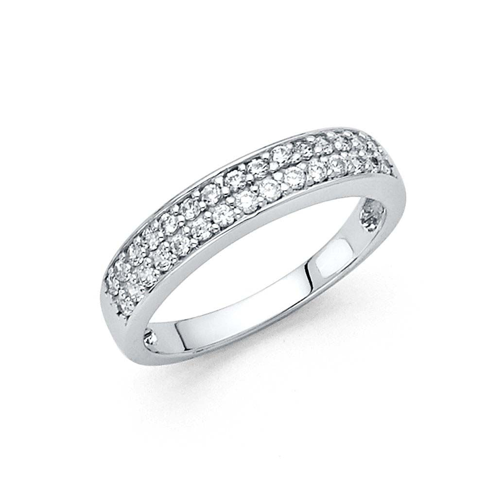 14K White Gold 3.5mm Clear CZ Ladies Wedding Band