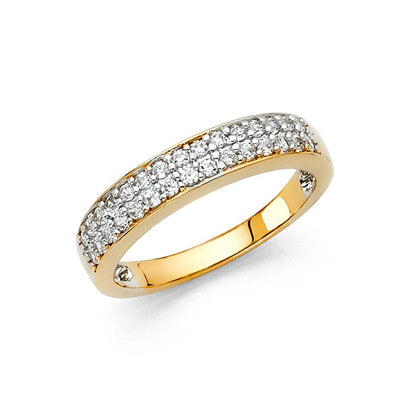 14K Yellow Gold 3.5mm Clear CZ Ladies Wedding Band
