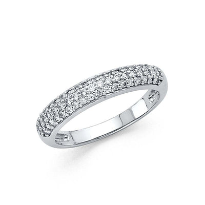 14K White Gold 3.5mm Clear CZ Ladies Wedding Band