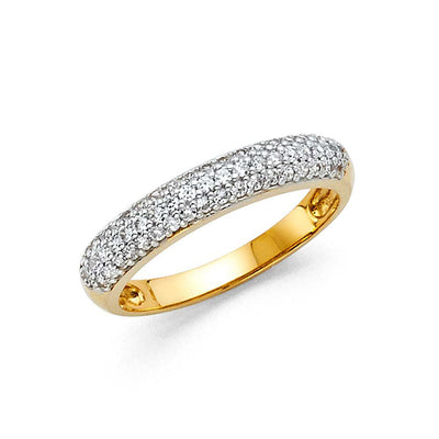 14K Yellow Gold 3.5mm Clear CZ Ladies Wedding Band
