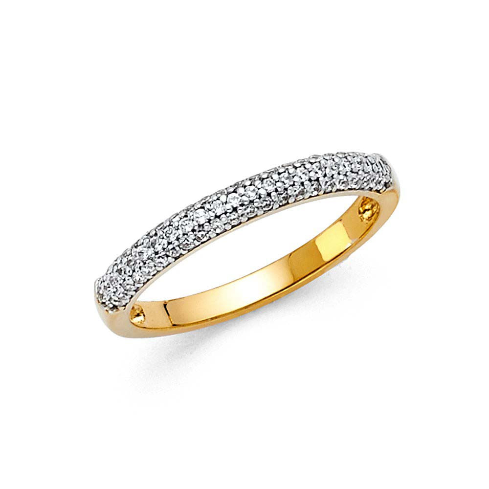14K Yellow Gold 2.5mm Clear CZ Ladies Wedding Band