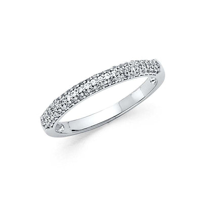 14K White Gold 2.5mm Clear CZ Ladies Wedding Band