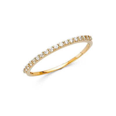 14K Yellow Gold 1.5mm Clear CZ Ladies Wedding Band