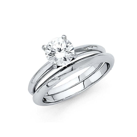14K White Gold Polished Clear CZ Engagement Ring