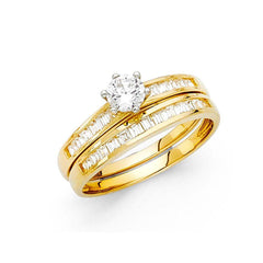 14K Yellow Gold Round 2mm CZ Engagement Ring Only
