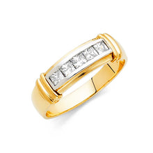 Load image into Gallery viewer, 14K Two Tone 5mm CZ Men Wedding Band Ring