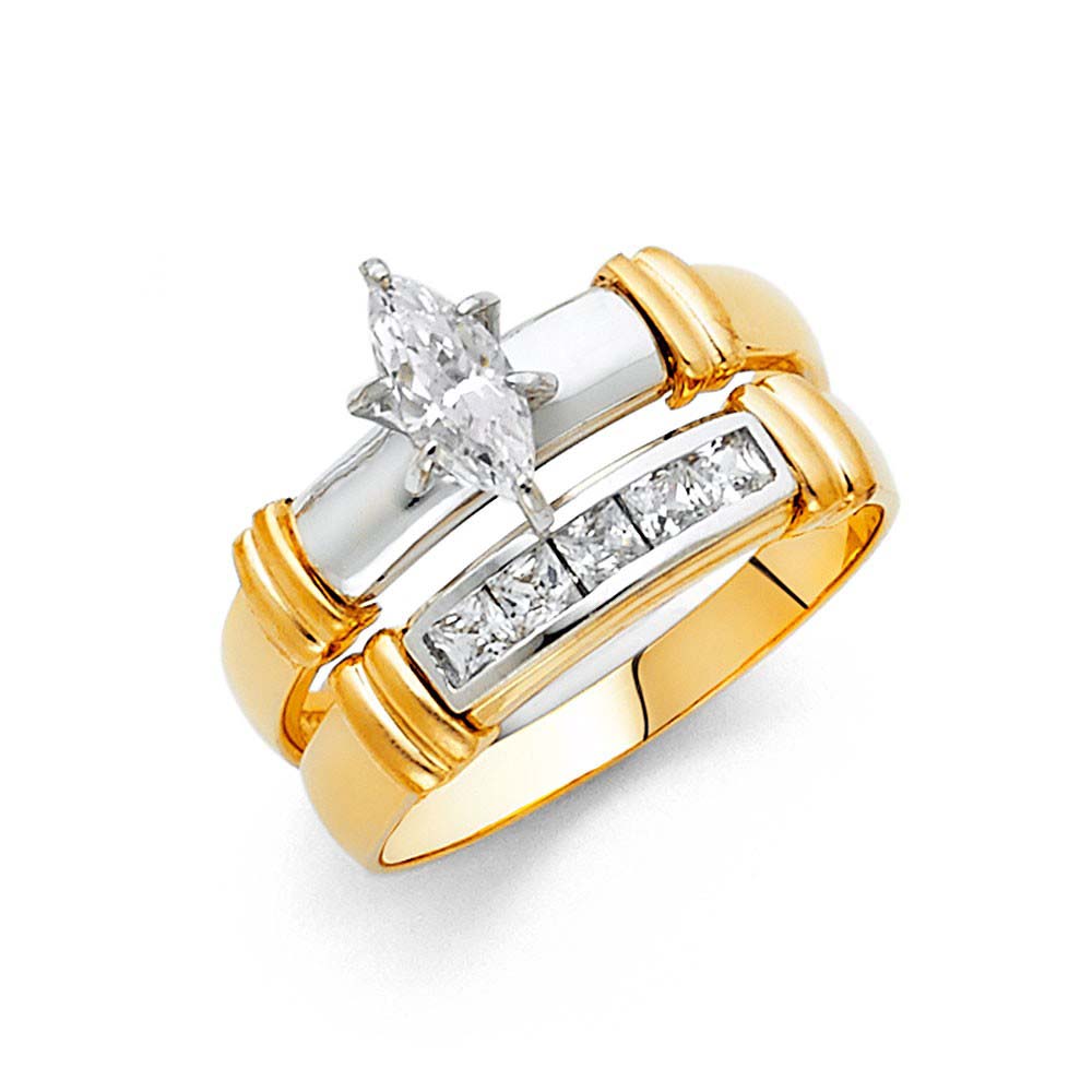 14K Two Tone 3mm CZ Wedding Engagement Ring--Wedding Band and Engagement Rings are sold Separately