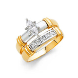 14K Two Tone 3mm CZ Wedding Engagement Ring--Wedding Band and Engagement Rings are sold Separately