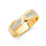 14K Yellow Gold 6mm CZ Men Wedding Band Ring