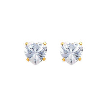 Load image into Gallery viewer, 14k Yellow Gold 6mm Heart CZ Stamping Prong Stud Earrings With Screw Back