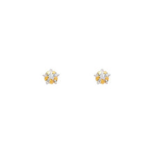 Load image into Gallery viewer, 14k Yellow Gold Star CZ Stamping Prong Stud Earrings With Screw Back