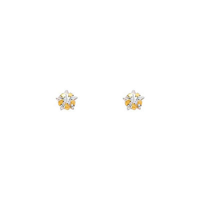 14k Yellow Gold Star CZ Stamping Prong Stud Earrings With Screw Back