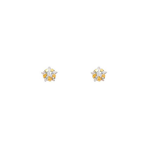14k Yellow Gold Star CZ Stamping Prong Stud Earrings With Screw Back