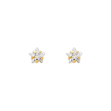 Load image into Gallery viewer, 14k Yellow Gold Star CZ Stamping Prong Stud Earrings With Screw Back