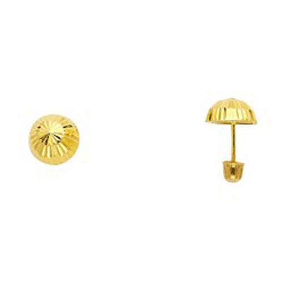 14k Yellow Gold Screw Back Half Ball Stud Earrings