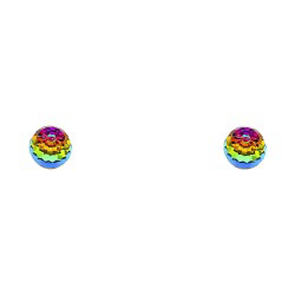14K Yellow Gold CZ Stud Earrings - Screw Back