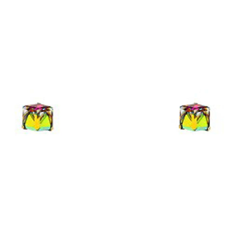 14K Yellow Gold CZ Stud Earrings - Screw Back