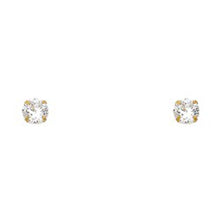 Load image into Gallery viewer, 14k Yellow Gold 5mm Round CZ Stamping Prong Stud Earrings With Screw Back