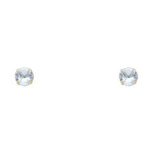 Load image into Gallery viewer, 14k Yellow Gold 5mm Round Aquamarine CZ March Birth Stone Stamping Prong With Screw Back
