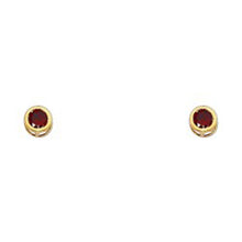 Load image into Gallery viewer, 14k Yellow Gold 4mm Round Garnet CZ January Birth Stone Stud Earrings With Screw Back