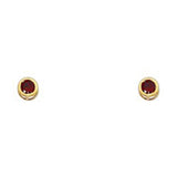 14k Yellow Gold 4mm Round Garnet CZ January Birth Stone Stud Earrings With Screw Back