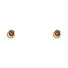 Load image into Gallery viewer, 14k Yellow Gold 4mm Round Light Amethyst CZ June Birth Stone Stud Earrings With Screw Back