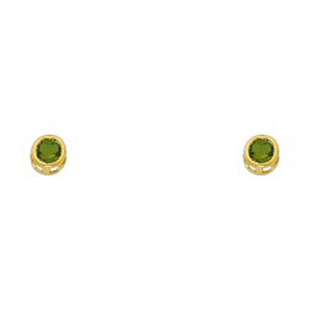 4 mm Round Emerald Screw-back Stud Earrings in 14k Yellow Gold