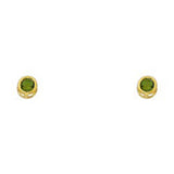 14k Yellow Gold 4mm Round Emerald CZ May Birth Stone Stud Earrings With Screw Back