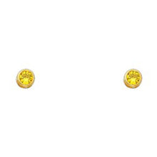 Load image into Gallery viewer, 14k Yellow Gold 4mm Round Topaz CZ November Birth Stone Stud Earrings With Screw Back