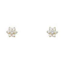 Load image into Gallery viewer, 14k Yellow Gold Star Clear CZ April Birth Stone Stud Earrings With Screw Back