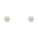 14k Yellow Gold Star Clear CZ April Birth Stone Stud Earrings With Screw Back