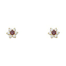 Load image into Gallery viewer, 14k Yellow Gold Star Light Amethyst CZ June Birth Stone Stud Earrings With Screw Back