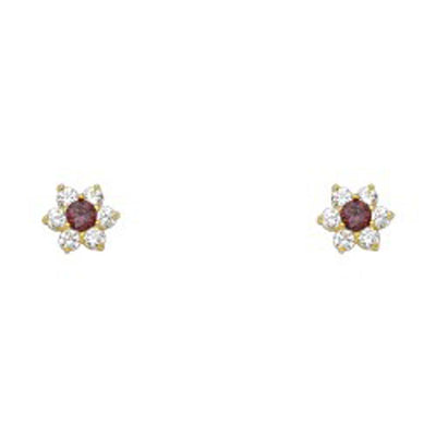 14k Yellow Gold Star Light Amethyst CZ June Birth Stone Stud Earrings With Screw Back