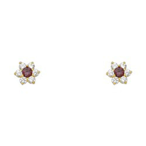 14k Yellow Gold Star Light Amethyst CZ June Birth Stone Stud Earrings With Screw Back