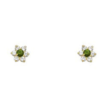 Load image into Gallery viewer, 14k Yellow Gold Star Emerald CZ May Birth Stone Stud Earrings With Screw Back