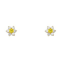 Load image into Gallery viewer, 14k Yellow Gold Star Topaz CZ November Birth Stone Stud Earrings With Screw Back