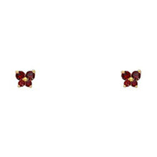 Load image into Gallery viewer, 14k Yellow Gold Butterfly Garnet CZ January Birth Stone Stud Earrings With Screw Back