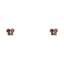 Load image into Gallery viewer, 14k Yellow Gold Butterfly Light Amethyst CZ June Birth Stone Stud Earrings With Screw Back