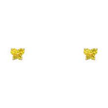 Load image into Gallery viewer, 14k Yellow Gold Butterfly Topaz CZ November Birth Stone Stud Earrings With Screw Back