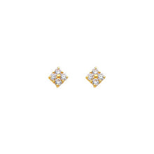 Load image into Gallery viewer, 14K Yellow Gold 6mm Flower CZ Stud Earrings - Screw Back