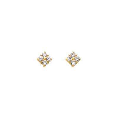 14K Yellow Gold 6mm Flower CZ Stud Earrings - Screw Back
