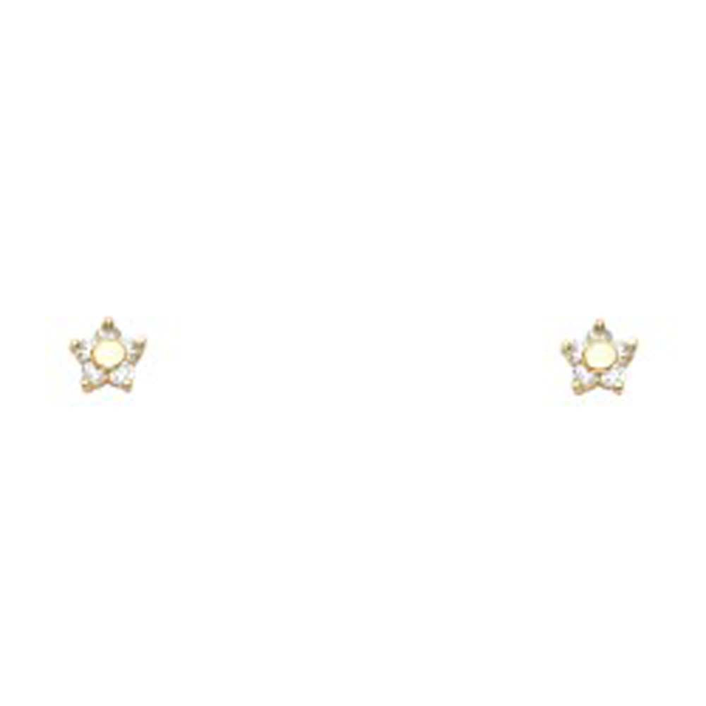 14k Yellow Gold Flower CZ Assorted Stud Earrings With Screw Back