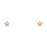 14k Yellow Gold Flower Pink CZ Assorted Stud Earrings With Screw Back