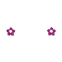 Load image into Gallery viewer, 14k Yellow Gold Star Ruby CZ Assorted Stud Earrings With Screw Back