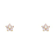 Load image into Gallery viewer, 14k Yellow Gold Star Pink CZ Assorted Stud Earrings With Screw Back
