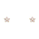 14k Yellow Gold Star Pink CZ Assorted Stud Earrings With Screw Back