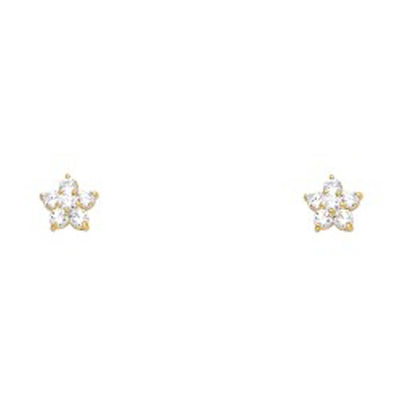 14k Yellow Gold Star CZ Assorted Stud Earrings With Screw Back
